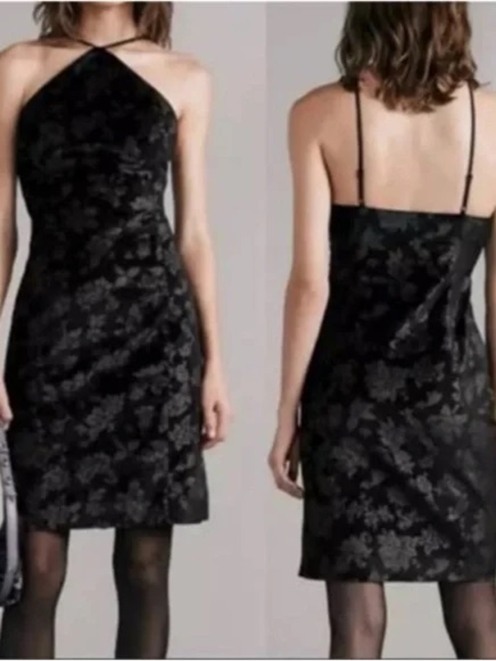 rag & bone Black Floral Halter Mini Dress
